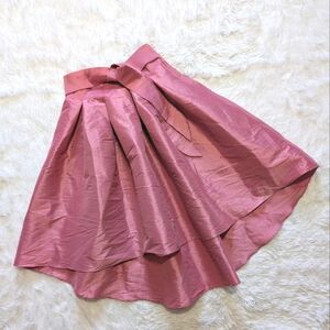 Papermoon Pink Taffeta High Low Skirt with Tie Waist